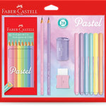 Kit Tom Pastel 10 EcoLápis de Cor + 2 EcoLápis Grafite + 6 Canetinhas + Apontador e Borracha Faber-Castell