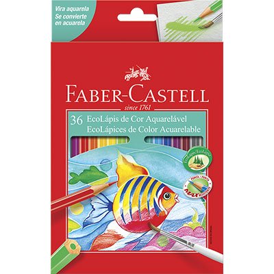 Lápis de Cor EcoLápis Aquarelável 36 Cores Com Pincel Faber-Castell