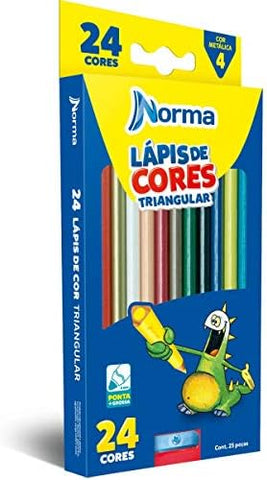 Lapis de cor Norma triangular 24 cores + apontador