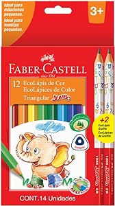 Lápis de Cor EcoLápis Triangular Jumbo 12 Cores + 2 EcoLápis Triangular Jumbo Grafite Faber-Castell