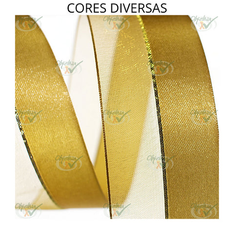 FITA CETIM ORGANZA 16MM GOLD/SILVER AO METRO - ROMA AVIAMENTOS E 38MM CIRCULO