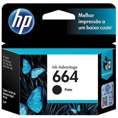 CARTUCHO HP 664 PRETO COM 2ML - HP REF.: F6V29AB