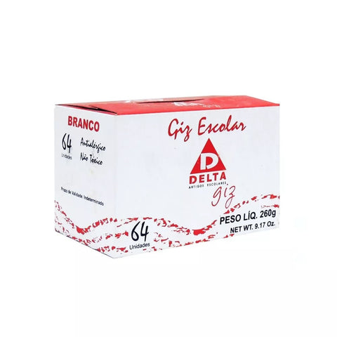 GIZ ESCOLAR ANTIALERGICO BRANCO COM 64 BASTOES 250GR - DELTA