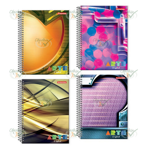 CADERNO 1X1 96 FOLHAS CAPA DURA ESPIRAL - PANAMERICANA ARTE DIGITAL REF.: 4116