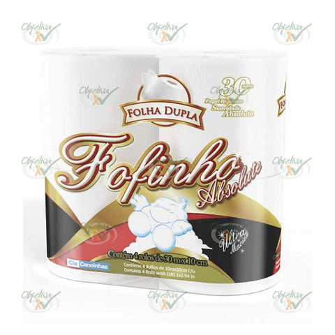 PAPEL HIGIENICO ABSOLUTE FOLHA DUPLA 30MT COM 4 ROLOS - FOFINHO COD.: 1344