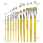 PINCEL 815 N°18 CHATO CERDA NATURAL CABO LONGO AMARELO - LEO E LEO COD.: