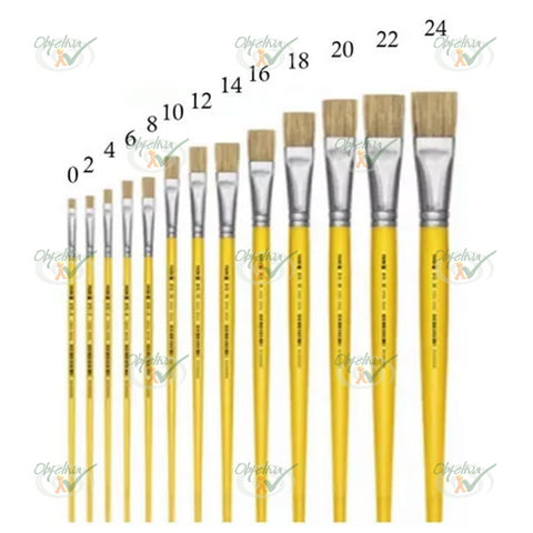 PINCEL 815 N°18 CHATO CERDA NATURAL CABO LONGO AMARELO - LEO E LEO COD.: