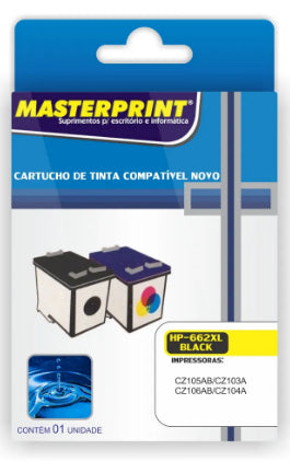 CARTUCHO HP 662XL BLACK COMPATIVEL COM 11ML - MASTERPRINT COD.: 200010070