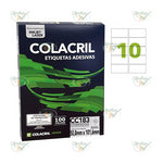 ETIQUETAS ADESIVAS A4 10 POR FOLHA 99MM X 55,8MM COM 100 FOLHAS - COLACRIL REF.: CA4350