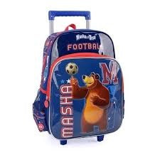 MOCHILA COM RODINHAS MASHA E O URSO FOOTBALL INFANTIL - MAXLOG REF.: IC32652MU-AZ