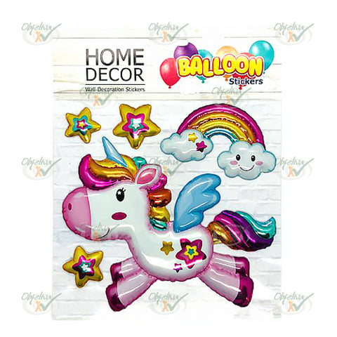 ADESIVO HOME DECOR 3D UNICORNIO BALLOO STICKERS - BRILHA FESTA REF.: BAL-UNIB