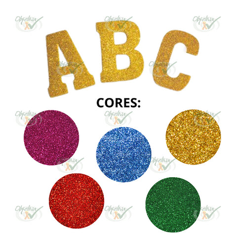 LETRA SOLTA DE 15CM EM EVA COM BRILHO GLITTER - EVARTE REF.: 571