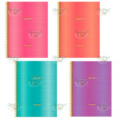 CADERNO 1X1 80 FOLHAS CAPA DURA ESPIRAL SHINE - FORONI REF.: 31.6600-6