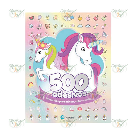 LIVRO INFANTIL DE COLORIR UNICORNIOS COM 500 ADESIVOS + ATIVIDADES - CULTURAMA