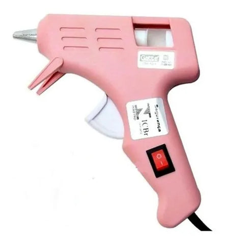 PISTOLA DE COLA QUENTE GATTE ROSA 10W 127-220 VOLTS BOTAO LIGA DESLIGA - MAKE + REF.: 4009