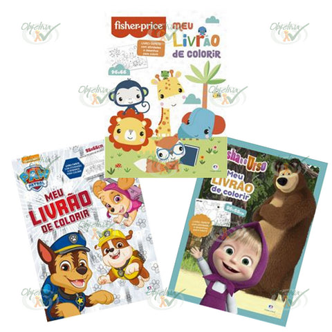 LIVRO INFANTIL COLORIR TAPETE - EDI.: CIRANDA REF 05905 FISCHER PRICE / REF 5875 PATRULHA CANINA / MASHA E O URSO REF 5868