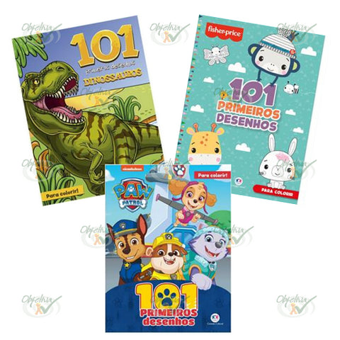 LIVRO INFANTIL COLORIR 101 PRIMEIROS DESENHOS  - EDI.: CIRANDA REF 6698 DINOSSAUROS  / REF 04427 FISCHER PRICE /  REF 6711  PATRULHA CANINA