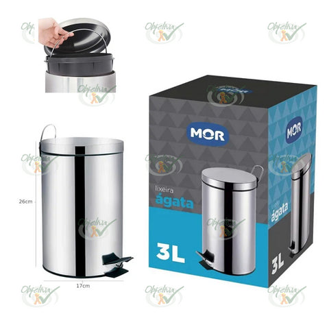 LIXEIRA 3 LITROS INOX LINHA AGATA - MOR