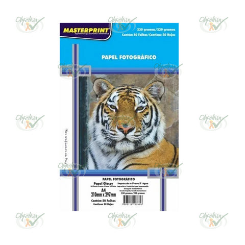 PAPEL FOTO A4 230G/M² BRILHANTE COM 50 UNIDADES - MASTERPRINT COD.: 302010039