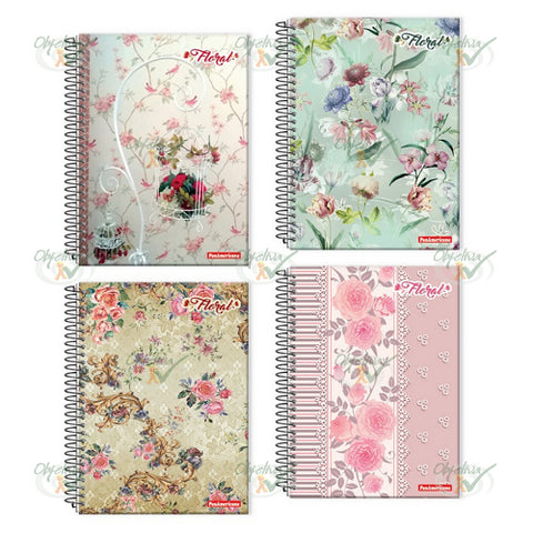 CADERNO 20X1 400 FOLHAS CAPA DURA ESPIRAL - PANAMERICANA FLORAL REF.: 1622