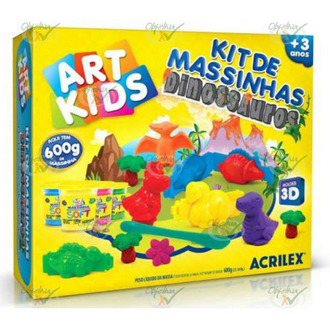 KIT DE MASSA DE MODELAR ART KIDS  DINOSSAUROS  600GR - ACRILEX REF.: 40041