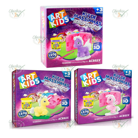 KIT DE MASSA DE MODELAR ART KIDS BABY PONEY 1, 2 E 3  150GR - ACRILEX REF.: 40043, 40044, 40045