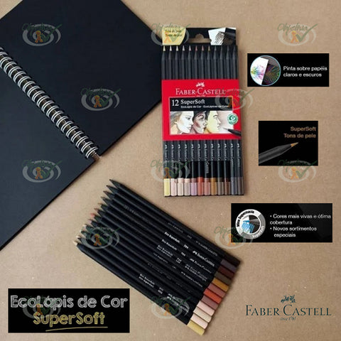 LAPIS DE COR SUPERSOFT 12 CORES TONS DE PELE - FABER-CASTELL REF.: 120712SOFTTP