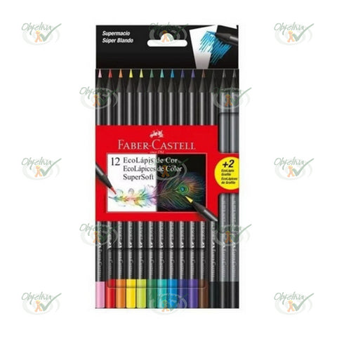 LAPIS DE COR SUPERSOFT 12 CORES + 2 LAPIS PRETO- FABER-CASTELL REF.: 120712SOFT+2