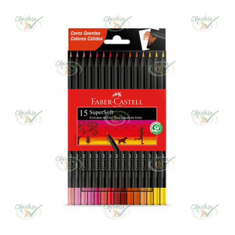 LAPIS DE COR SUPERSOFT 15 CORES QUENTES - FABER-CASTELL REF.: 120712SOFTCQ