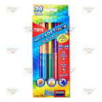 LAPIS DE COR DUPLO 24 CORES 22 CORES CLASSICAS + 1 BICOLOR NEON + APONTADOR MEGA SOFT COLOR  - TRIS REF.: 682334