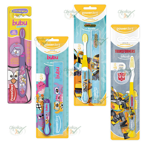 ESCOVA BUBU  / TRANSFORMERS EXTRA MACIA COM ESTOJO 3 ANOS / 5 ANOS   MENINO/MENINA - POWERDENT REF -2323 / 1493 / 2322 / 2312