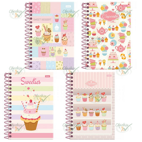 CADERNETA 1/8 96 FOLHAS CAPA DURA ESPIRAL - FORONI CUPCAKE REF.: 47.8136-7