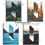 CADERNO 12X1 240 FOLHAS CAPA DURA ESPIRAL - FORONI 4 ELEMENTOS REF.: 30.8032-2