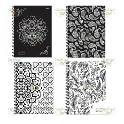 CADERNO 10X1 160 FOLHAS CAPA DURA ESPIRAL - FORONI BACK TO BLACK REF.: 31.8205-2