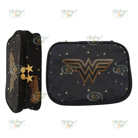 ESTOJO ESCOLAR PUCKET WONDER WOMAN PRETO - MAXLOG REF.: ET40732WW