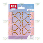 CLIPS BINDER PRENDEDOR DE PAPELCORAÇÃO DOURADO E ROSA COM 6 UNIDADES - SUMMIT TRIS REF 612485