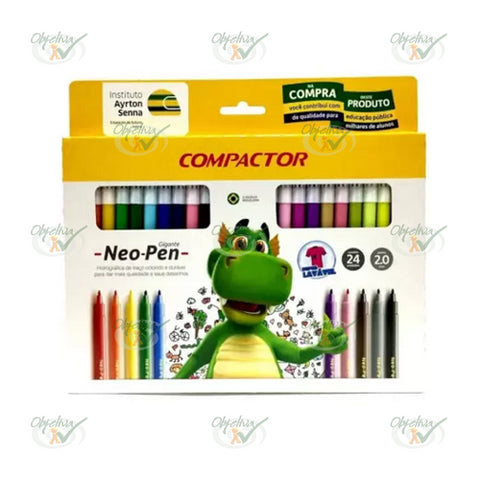 CANETINHAS HIDROGRAFICAS NEO PEN GIGANTE 2MM COM 24 CORES - COMPACTOR REF.: