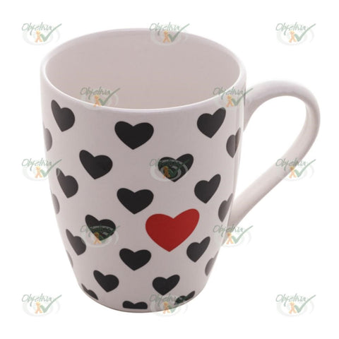 CANECA / XICARA BRANCA PORCELANA HEART WITH LOVE 350ML - COLISEU REF 8632