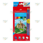 LAPIS DE COR 12 CORES KIT COM BORRACHA + LAPIS + APONTADOR - FABER-CASTELL COD.: 120112+2N