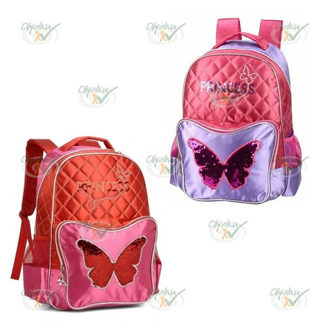 MOCHILA INFANTIL PRINCESS BORBOLETA ROXA - MAXLOG REF.: IS34031PS-RX