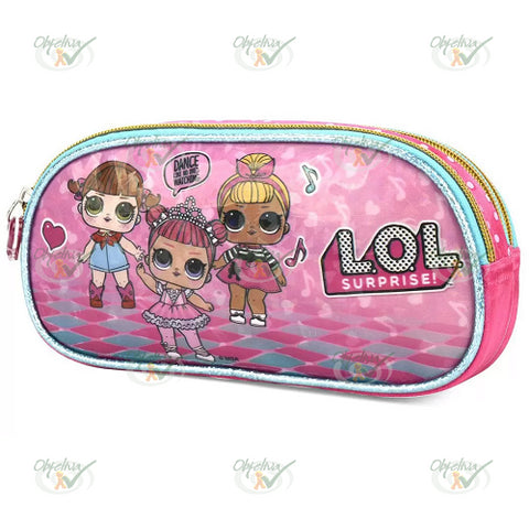 ESTOJO ESCOLAR LOL PINK INFANTIL COM 3 ZIPERS - MAXLOG REF.: EI34605LO-PK