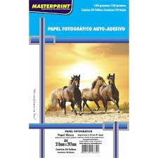 PAPEL FOTO A4 130G/M² ADESIVO BRILHANTE COM 20 UNIDADES - MASTERPRINT COD.: 302010008