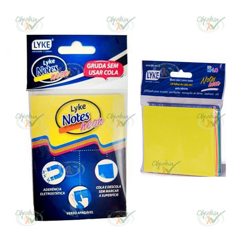 BLOCO ESTATICO 76 MM X 102 MM COM 50 FOLHAS NEON - LYKE REF.: LO101-960