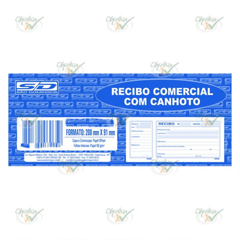 RECIBO COMERCIAL COM CANHOTO 50 FOLHAS 200X91 MM - SAO DOMINGOS REF. 6328-9