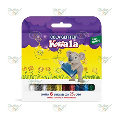 COLA GLITTER 6 CORES COM 25GR CADA - KOALA DELTA