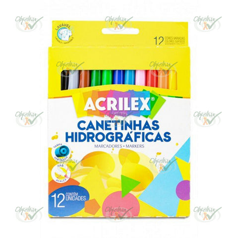 CANETINHAS HIDROGRAFICAS SUPER ABELHINHAS COM 12 CORES - ACRILEX REF.: 06922