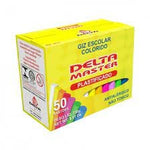 GIZ ESCOLAR PLASTIFICADO ANTIALERGICO COLORIDO COM 50 BASTOES 250GR - DELTA