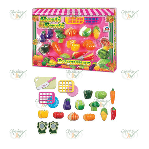 BRINCANDO DE CASINHA HORTIFRUTI LEGUMES COM VELCRO - BRASKIT - REF 860-1