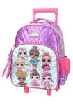 MOCHILA INFANTIL LOL ROXA COM RODINHAS E BOLSINHA - MAXLOG REF.: IC34614LO-RX