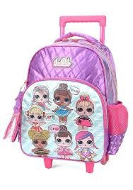 MOCHILA INFANTIL LOL ROXA COM RODINHAS E BOLSINHA - MAXLOG REF.: IC34614LO-RX